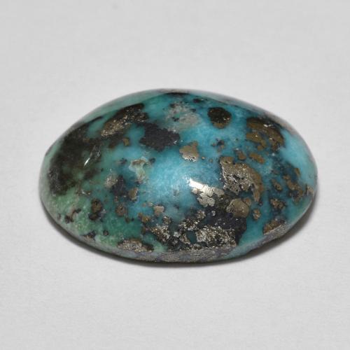 Turquoise Bleu verdâtre foncé naturelle Coupe ovale, 10.61 ct, Opaque