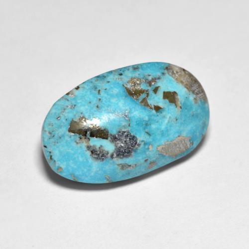 Turquoise turquoise naturelle coupe ovale, 11,52 ct, opaque