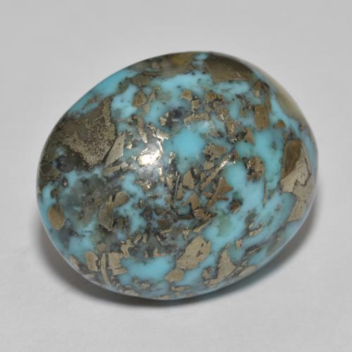 Turquoise turquoise naturelle coupe ovale, 31,45 ct, opaque