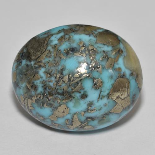 Turquoise turquoise naturelle coupe ovale, 31,45 ct, opaque