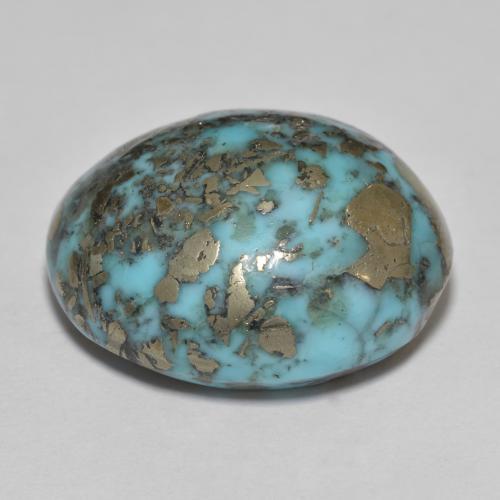 Turquoise turquoise naturelle coupe ovale, 31,45 ct, opaque