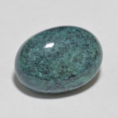 Turquoise Bleu vert moyen naturelle Coupe ovale, 6.81 ct, Opaque