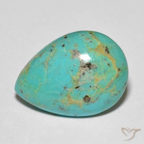 Turquoise Bleu Vert Électrique naturelle En forme de poire, 10.77 ct, Opaque
