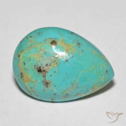 Turquoise Bleu Vert Électrique naturelle En forme de poire, 10.77 ct, Opaque