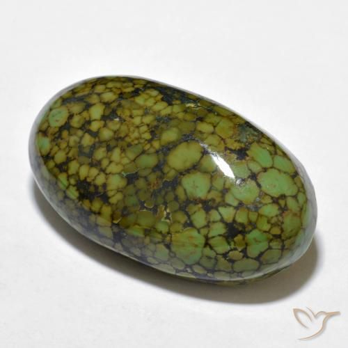 Turquoise Pomme verte naturelle ovale, 21.28 ct, Opaque