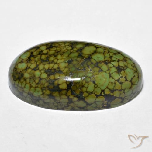 Turquoise Pomme verte naturelle ovale, 21.28 ct, Opaque