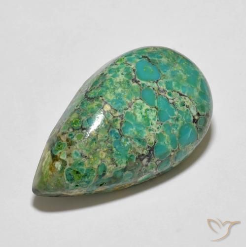 Turquoise Bleu verdâtre naturelle En forme de poire, 12.05 ct, Opaque