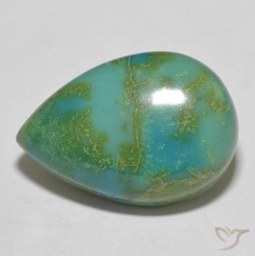 12.52ct Naturel Vert bleuâtre Turquoise, En forme de poire, Opaque