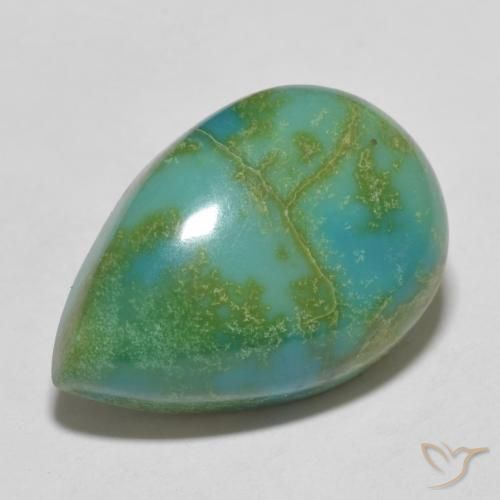 Turquoise Vert bleuâtre naturelle En forme de poire, 12.52 ct, Opaque