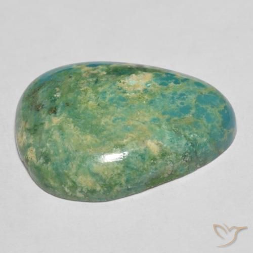 Turquoise Bleu vert moyen-léger naturelle Trillion, 14.63 ct, Opaque