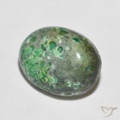 Turquoise pomme verte naturelle coupe ovale, 6,49 ct, opaque