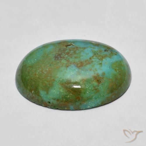 Turquoise Vert moyen naturelle Coupe ovale, 13.03 ct, Opaque