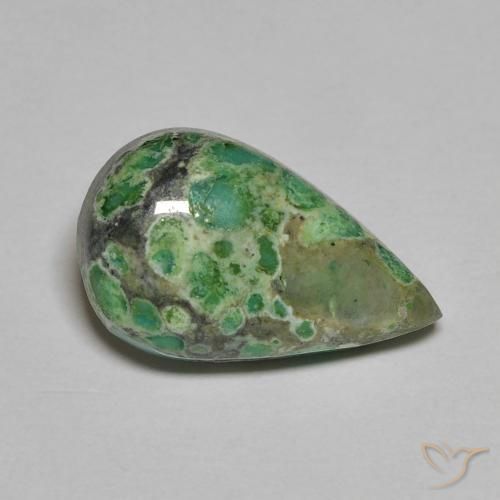 Turquoise Vert foncé naturelle En forme de poire, 3.29 ct, Opaque