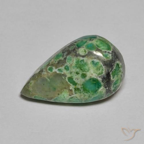 Turquoise Vert foncé naturelle En forme de poire, 3.29 ct, Opaque