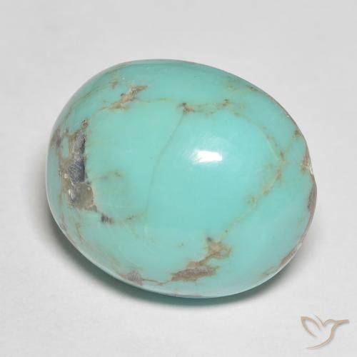 Turquoise Vert mousse de mer naturelle ovale, 18.55 ct, Opaque