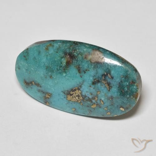 Turquoise Vert bleuâtre naturelle ovale, 21.59 ct, Opaque