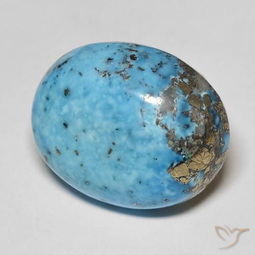 Turquoise turquoise naturelle coupe ovale, 24,31 ct, opaque