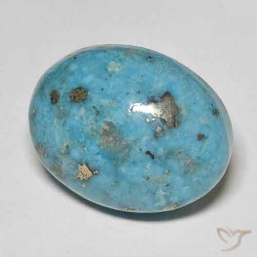 Turquoise Bleu verdâtre foncé naturelle ovale, 19.84 ct, Opaque