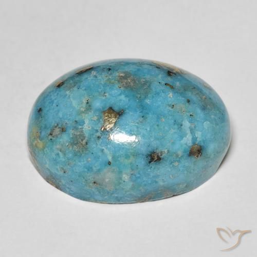 Turquoise Bleu verdâtre foncé naturelle ovale, 19.84 ct, Opaque
