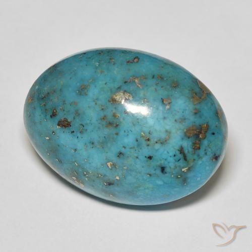 Turquoise Bleu verdâtre moyen naturelle ovale, 25.93 ct, Opaque