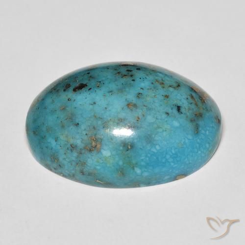 Turquoise Bleu verdâtre moyen naturelle ovale, 25.93 ct, Opaque