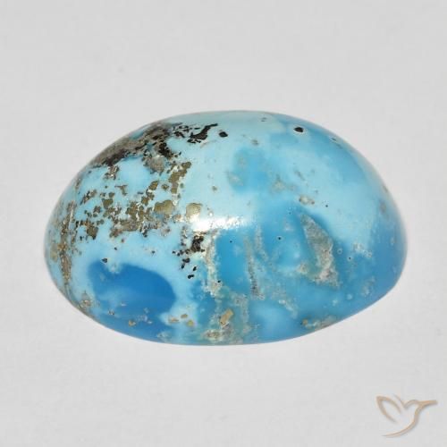 Turquoise turquoise naturelle coupe ovale, 16,15 ct, opaque