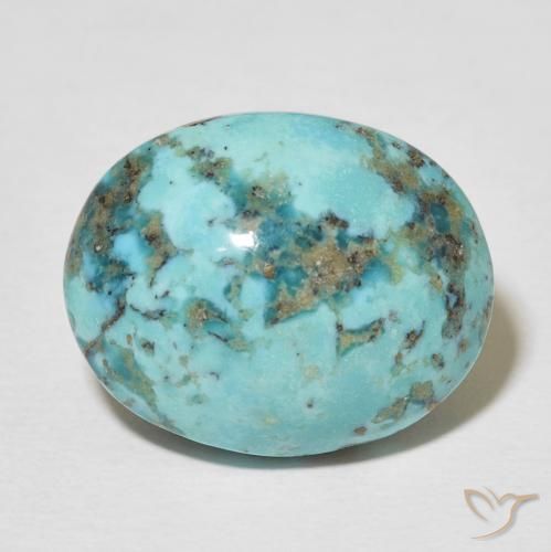 Turquoise turquoise naturelle coupe ovale, 18,22 ct, opaque