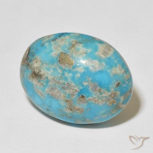 Turquoise Bleu verdâtre moyen naturelle ovale, 23.17 ct, Opaque
