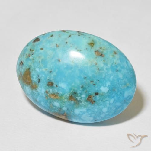 Turquoise Bleu verdâtre moyen naturelle ovale, 37.69 ct, Opaque
