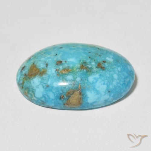 Turquoise Bleu verdâtre moyen naturelle ovale, 37.69 ct, Opaque