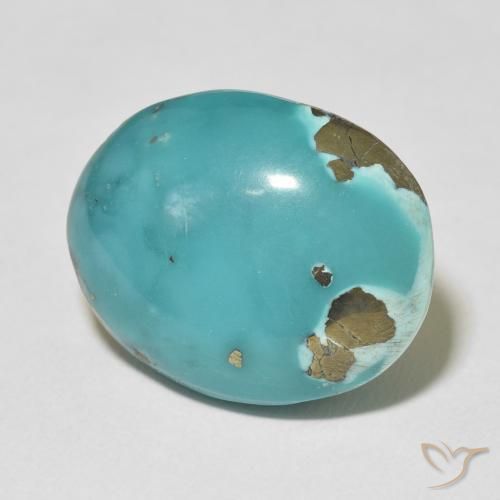 Turquoise Vert bleuté moyen naturelle ovale, 23.00 ct, Opaque