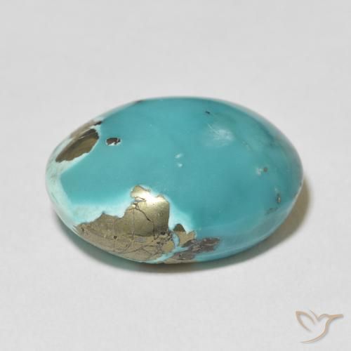Turquoise Vert bleuté moyen naturelle ovale, 23.00 ct, Opaque