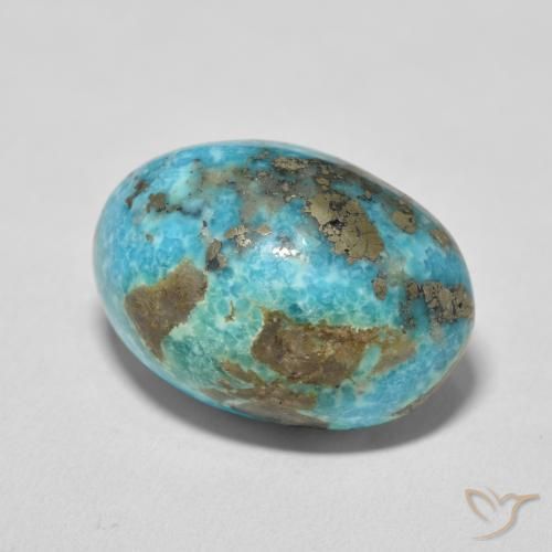 Turquoise Bleu verdâtre moyen naturelle ovale, 27.47 ct, Opaque