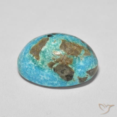 Turquoise Bleu verdâtre moyen naturelle ovale, 27.47 ct, Opaque