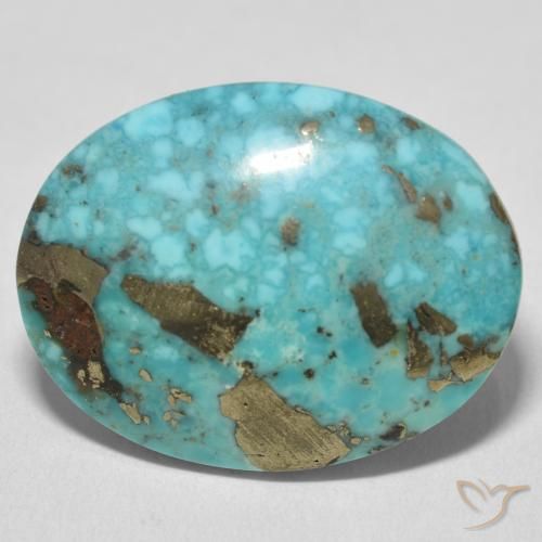 Turquoise Bleu verdâtre moyen naturelle ovale, 28.41 ct, Opaque
