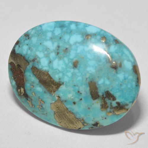 Turquoise Bleu verdâtre moyen naturelle ovale, 28.41 ct, Opaque