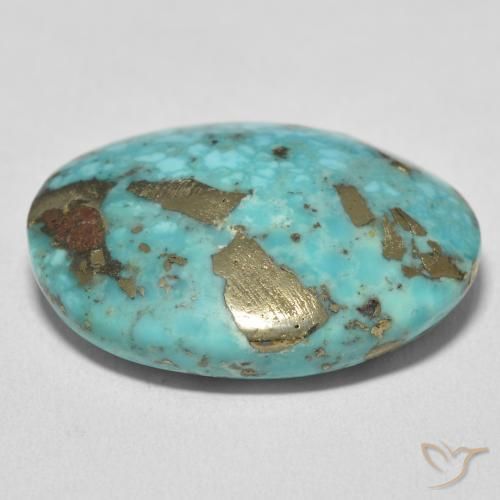 Turquoise Bleu verdâtre moyen naturelle ovale, 28.41 ct, Opaque