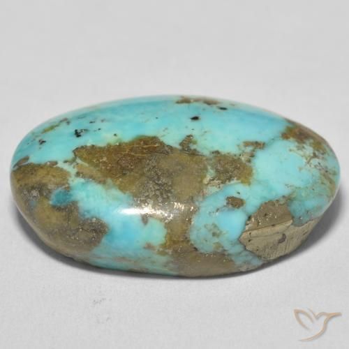 Turquoise Vert mousse de mer naturelle ovale, 36.87 ct, Opaque