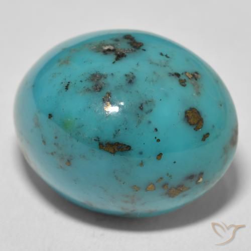 Turquoise Bleu verdâtre moyen naturelle ovale, 39.89 ct, Opaque