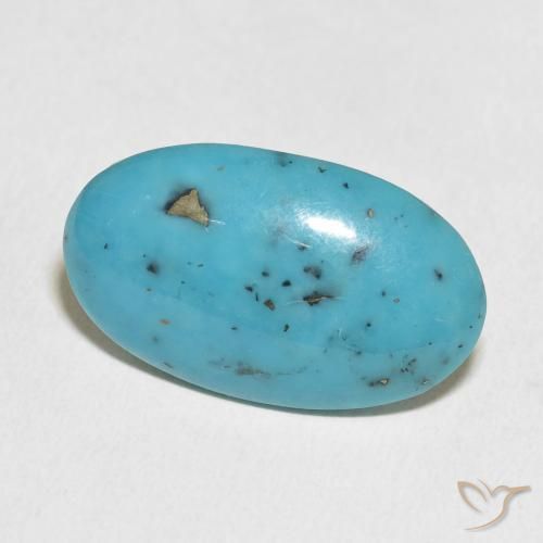 Turquoise Sarcelle moyen naturelle ovale, 15.16 ct, Opaque