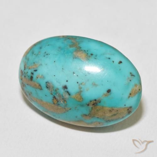 Turquoise Vert bleuté moyen naturelle ovale, 33.66 ct, Opaque