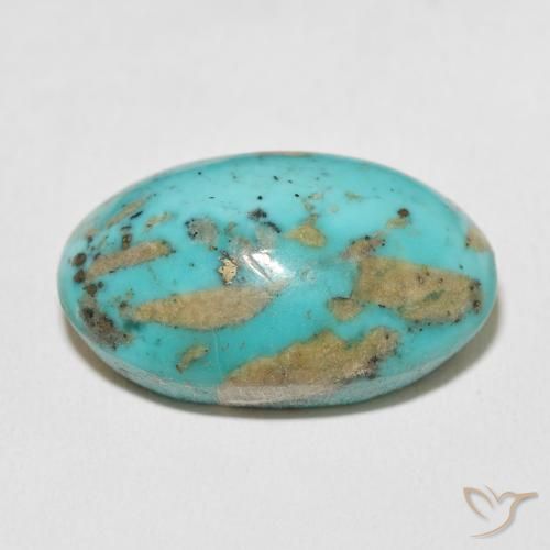 Turquoise Vert bleuté moyen naturelle ovale, 33.66 ct, Opaque