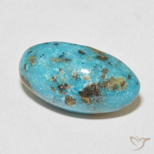 Turquoise Bleu verdâtre moyen naturelle ovale, 19.16 ct, Opaque