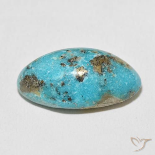 Turquoise Bleu verdâtre moyen naturelle ovale, 19.16 ct, Opaque
