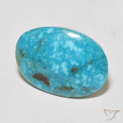 Turquoise Sarcelle moyen naturelle ovale, 24.85 ct, Opaque