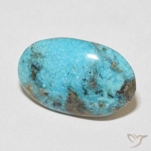 Turquoise Bleu verdâtre moyen naturelle ovale, 22.49 ct, Opaque