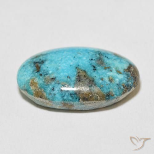 Turquoise Bleu verdâtre moyen naturelle ovale, 22.49 ct, Opaque