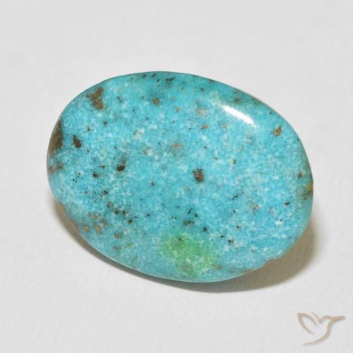 Turquoise Bleu verdâtre moyen naturelle ovale, 27.65 ct, Opaque