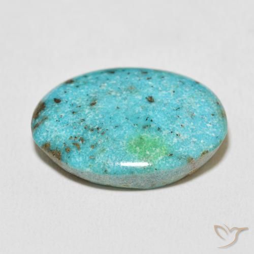 Turquoise Bleu verdâtre moyen naturelle ovale, 27.65 ct, Opaque
