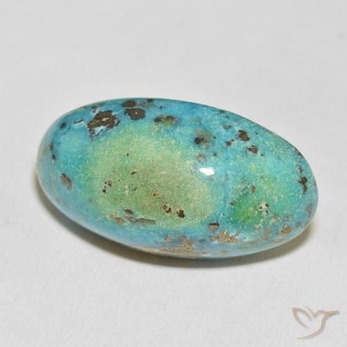 Turquoise Vert bleuté moyen naturelle ovale, 60.47 ct, Opaque